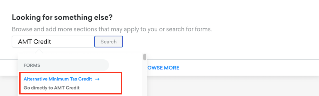 Credit Karma Search for AMT Credit